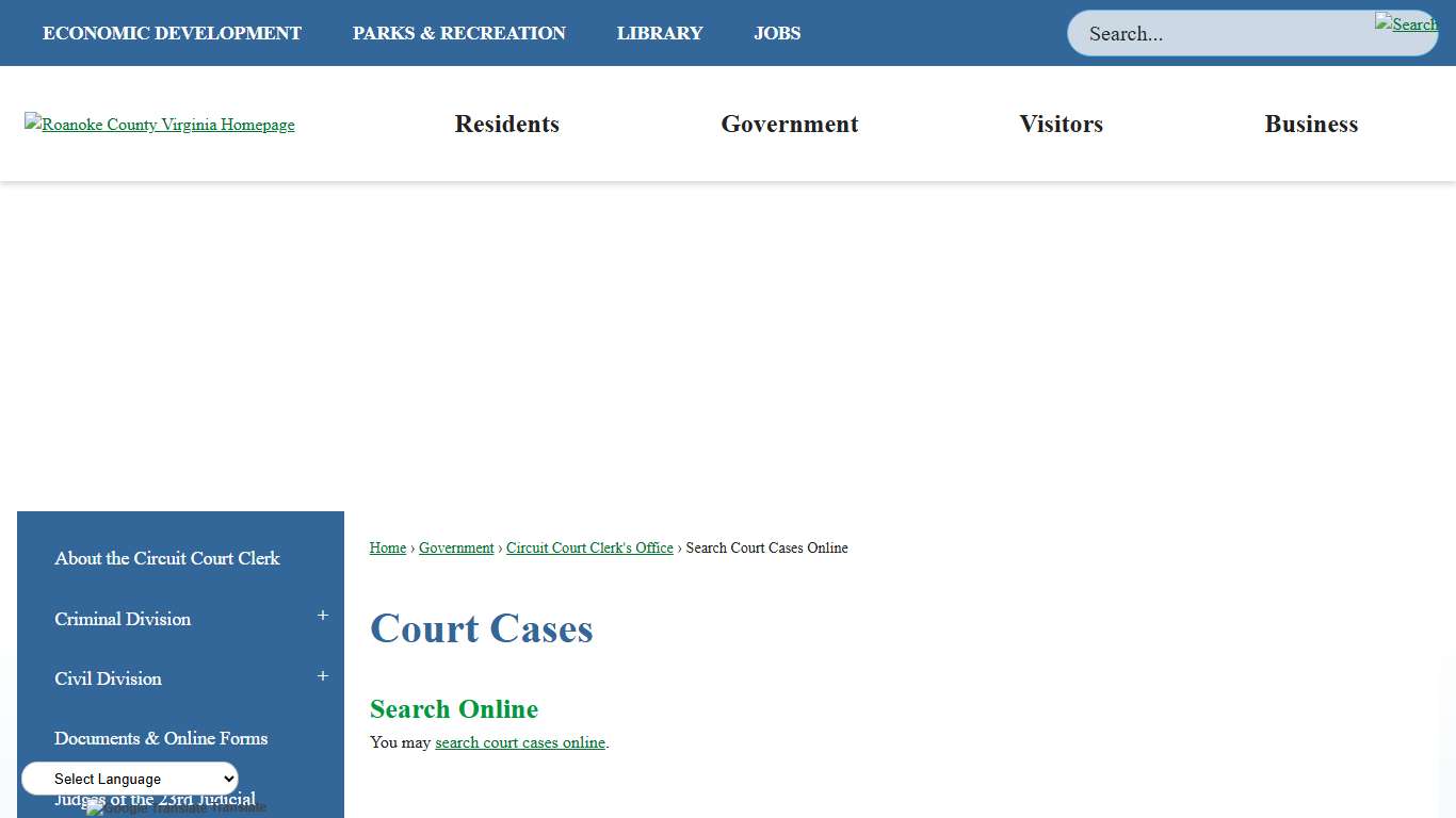 Court Cases | Roanoke County, VA - Official Website