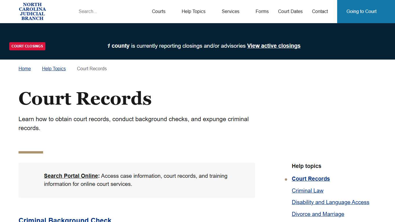 Court Records | North Carolina Judicial Branch
